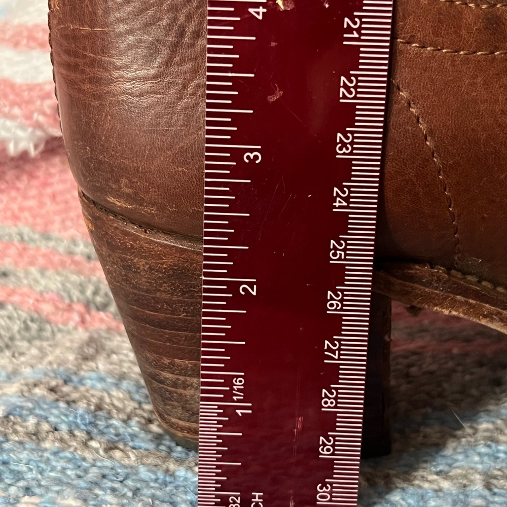 Frye Cognac Brown Leather Heeled Boots 14" Shaft - Picture 9 of 13